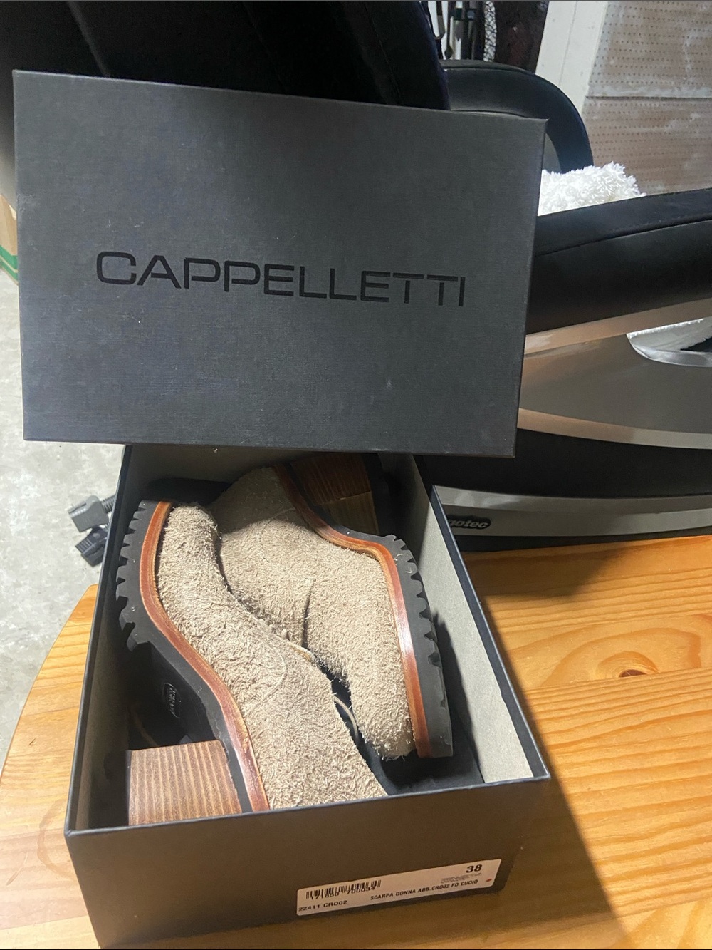 Pollini Beige Suede Chunky Heel Ankle Boots